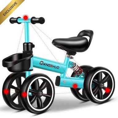 BICICLETA BALANCE NIÑOS LUXURY ALTA CALIDAD 4 RUEDAS CELESTE