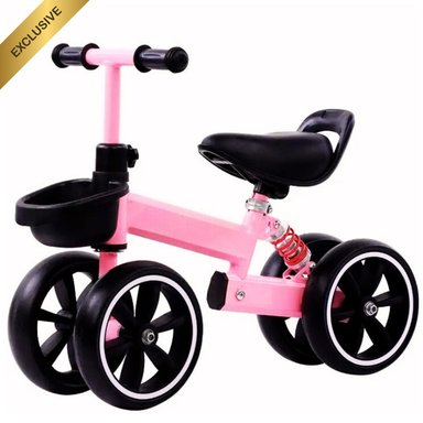 BICICLETA BALANCE NIÑOS LUXURY ALTA CALIDAD 4 RUEDAS ROSADO