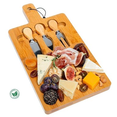 TABLA PARA QUESOS Y PIQUEOS BAMBÚ PREMIUM 3 CUBIERTOS