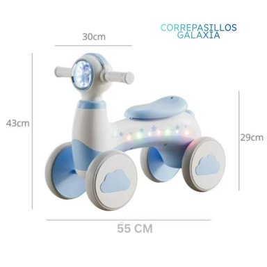 TRICICLO CORREPASILLOS ESPACIAL MUSICAL Y LUZ PARA NIÑOS COLOR CELESTE - 2