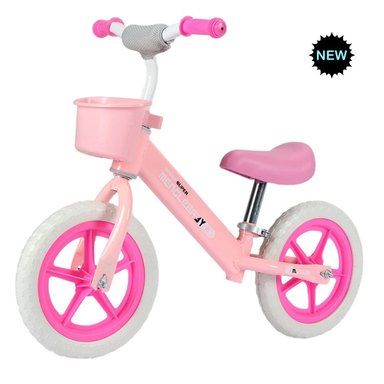 BICICLETA BALANCE PARA NIÑOS ARO 12 CON CESTA FULL ROSADO