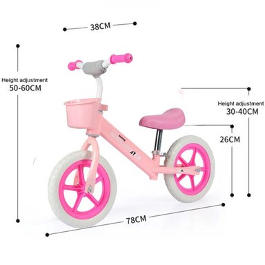 BICICLETA BALANCE PARA NIÑOS ARO 12 CON CESTA FULL ROSADO - 2