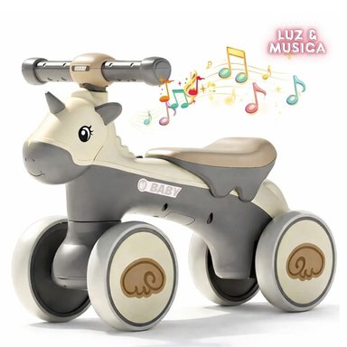 BICICLETA SCOOTER UNICORNIO PARA NIÑOS CON LUCES Y MUSICAL - GRIS - 1