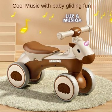 BICICLETA SCOOTER UNICORNIO PARA NIÑOS CON LUCES Y MUSICAL - GRIS - 4