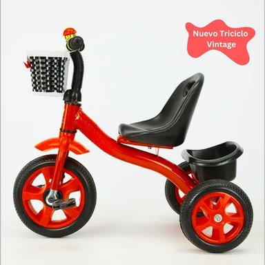 TRICICLO PARA NIÑOS BICICLETA VINTAGE - ROJO - 4