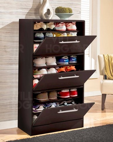 ZAPATERA VILLA HOGAR SMALL MARRÓN CAJONERA WENGUE CAPACIDAD HASTA 18 PARES ZAPATOS TALLA 37