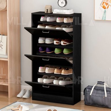 ZAPATERA VILLA HOGAR SMALL NEGRO CAJONERA CAPACIDAD HASTA 18 PARES ZAPATOS TALLA 37