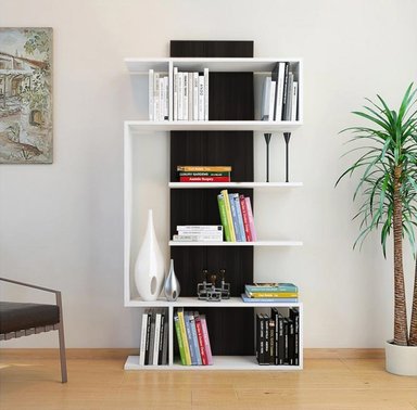 ESTANTE LIBRERO VILLA HOGAR MÓNACO BLANCO NEGRO