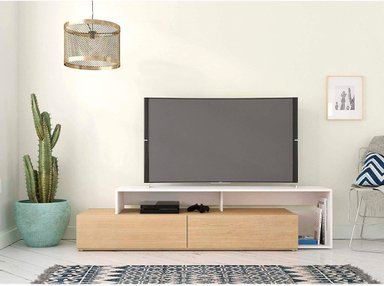 CENTRO DE ENTRETENIMIENTO PARA TV 65' ESPARTA - BLANCO/ROBLE RUSTICO