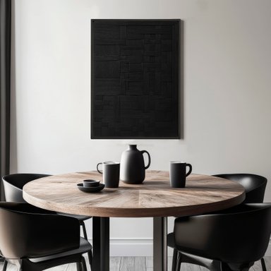 CUADRO AGUSTO LIENZO TRENZADO CON HILOS DE ALGODÓN NEGRO