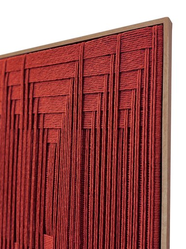 CUADRO CHARLOTT LIENZO TRENZADO CON HILOS DE ALGODÓN EN COLOR LADRILLO