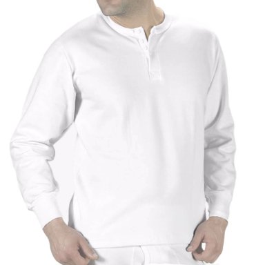 CAMISETA BOSTON MANGA LARGA DE FRANELA CON BOTONES - BLANCO