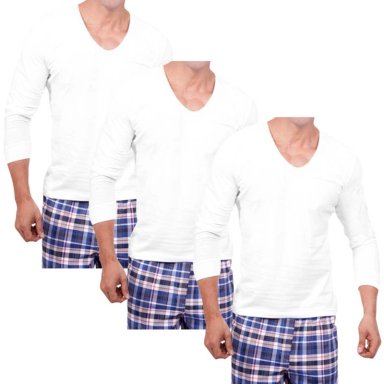 PACK X3 POLOS MANGA LARGA ALGODÓN BOSTON BLANCO 918 CUELLO U