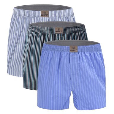 PACK 3 BÓXERS HOMBRE BOSTON 49 DE TELA PLANA CON DISEÑO A RAYAS