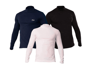 PACK 3 POLOS MANGA LARGA ALGODÓN HOMBRE FILA FC242 CUELLO ALTO