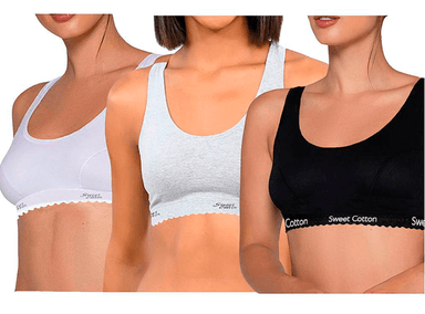 PACK X3 TOP DEPORTIVO DE ALGODÓN SWEET COTTON MULTICOLOR