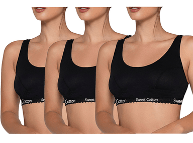 TOP ALGODÓN MUJER SWEET COTTON NEGRO 706 DEPORTIVO PACK X 3