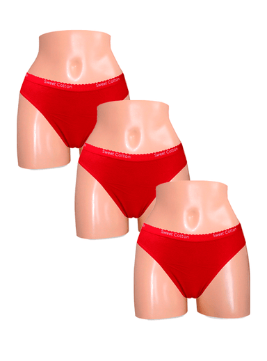 PACK X3 BIKINI ALGODÓN MUJER SWEET COTTON ROJO 399