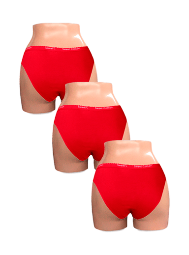 PACK X3 BIKINI ALGODÓN MUJER SWEET COTTON ROJO 399 - 2