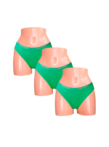 PACK X3 BIKINI ALGODÓN MUJER SWEET COTTON VERDE 399 KIWI