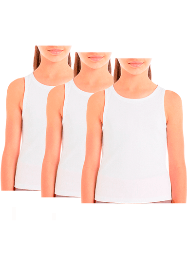 PACK CAMISETAS ALGODÓN NIÑA SWEET COTTON BLANCO 712N X3 SIN MANGAS
