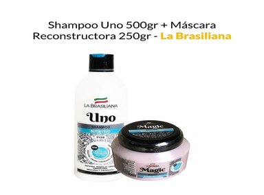 SHAMPOO UNO LA BRASILIANA 500G + MÁSCARA RECONSTRUCTORA 250G