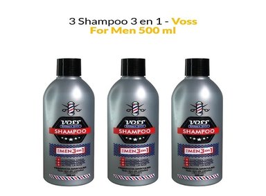SHAMPOO VOSS 3 UNIDADES 3 EN 1 FOR MEN 500ML
