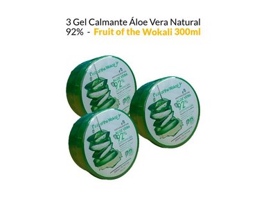 PACK 3 CREMA FACIAL FRUIT OF THE WOKALI GEL CALMANTE ALOE VERA NATURAL 92% 300 ML