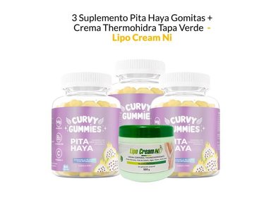 SUPLEMENTO LIPO CREAM NI GOMITAS 3 PITA HAYA + CREMA THERMOHIDRA TAPA VERDE