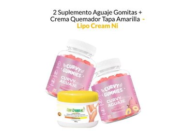 SUPLEMENTO LIPO CREAM NI GOMITAS 2 AGUAJE + CREMA QUEMADOR TAPA AMARILLA LIPO CREAM