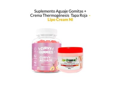 SUPLEMENTO LIPO CREAM NI GOMITAS AGUAJE + CREMA THERMOGÉNESIS TAPA ROJA LIPO CREAM