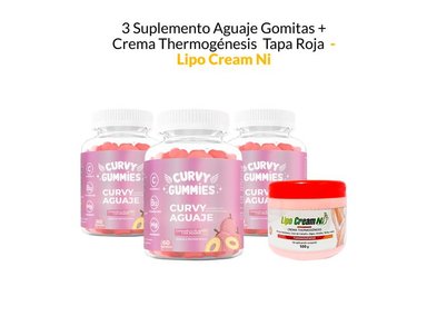 SUPLEMENTO LIPO CREAM NI GOMITAS 3 AGUAJE + CREMA THERMOGÉNESIS TAPA ROJA LIPO CREAM