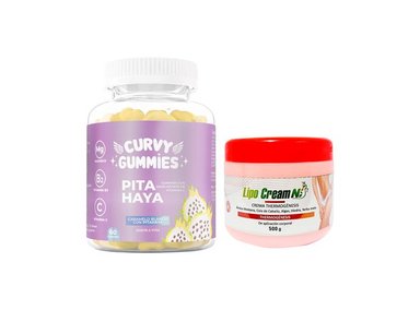 SUPLEMENTO LIPO CREAM NI GOMITAS PITA HAYA + CREMA THERMOGÉNESIS TAPA ROJA