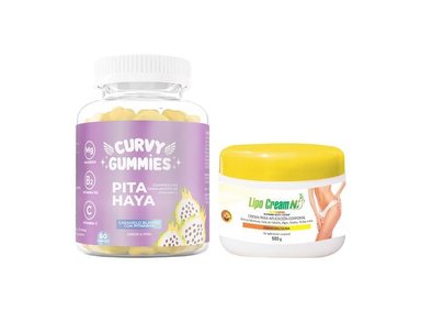 SUPLEMENTO LIPO CREAM NI GOMITAS PITA HAYA + CREMA QUEMADOR TAPA AMARILLA