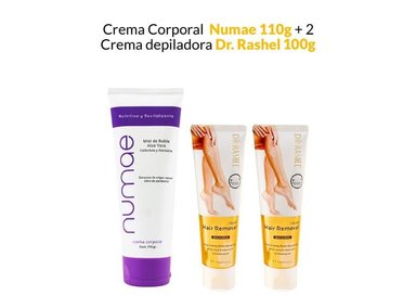 CREMA CUERPO NUMAE AROMÁTICA 110G + 2 DEPILADORA DR RASHEL 100G
