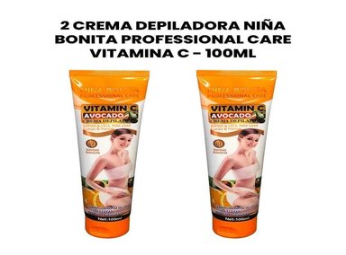 CREMA DEPILATORIA CUERPO P&W AROMÁTICA 2 UNIDADES NIÑA BONITA PROFESSIONAL CARE VITAMINA C 100ML
