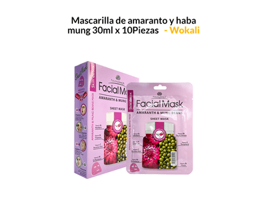MASCARILLA FRUIT OF THE WOKALI 30ML AMARANTO Y HABA MUNG 10 PIEZAS