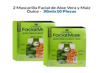 MASCARILLA FACIAL FRUIT OF THE WOKALI 30ML ALOE VERA Y MAIZ DULCE 10 PIEZAS 2 PACK