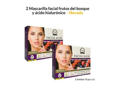 MASCARILLA NEVADA NATURAL PRODUCTS PACK 2 VELO FACIAL FRUTOS DEL BOSQUE Y ÁCIDO HIALURÓNICO 10UNID