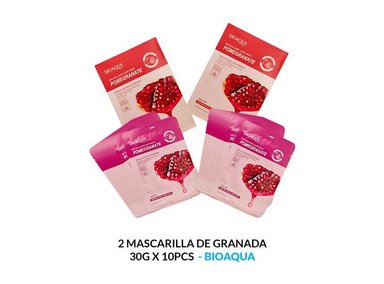 MASCARILLA BIOAQUA 30G NATURAL GRANADA 10PCS 2 UNIDADES
