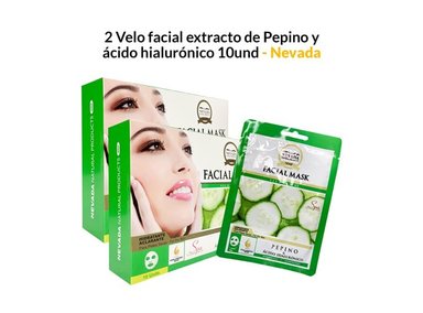 MASCARILLA NEVADA NATURAL PRODUCTS PACK 2 VELO FACIAL EXTRACTO PEPINO Y ÁCIDO HIALURÓNICO 10UNID