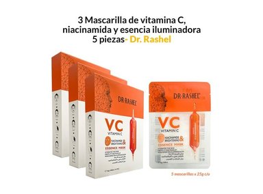 MASCARILLA DR RASHEL PACK 3 VITAMINA C NIACINAMIDA Y ESENCIA ILUMINADORA 5 PIEZAS