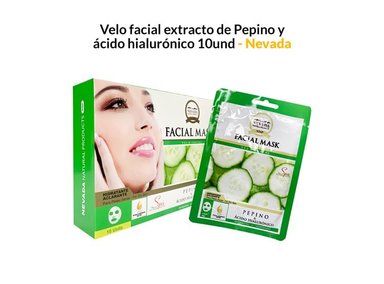 MASCARILLA NEVADA NATURAL PRODUCTS 10 UNIDADES VELO FACIAL EXTRACTO PEPINO Y ÁCIDO HIALURÓNICO