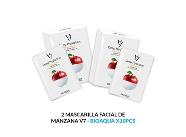 MASCARILLA FACIAL BIOAQUA 30G ESENCIA MANZANA 10PCS 2 UNIDADES