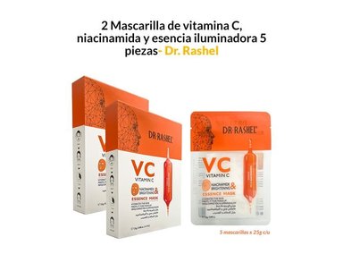 MASCARILLA DR RASHEL PACK 2 VITAMINA C NIACINAMIDA Y ESENCIA ILUMINADORA 5 PIEZAS