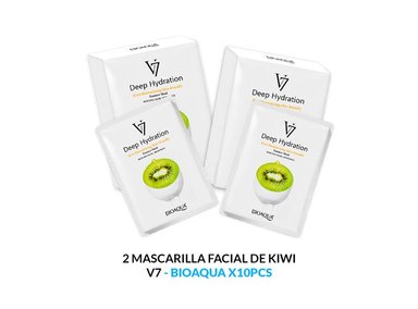 MASCARILLA FACIAL BIOAQUA 2 UNIDADES ESENCIA KIWI HIDRATACIÓN 10PCS