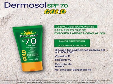 PACK 3 CREMA FACIAL DERMASOL PROTECTOR SOLAR GOLD DERMOSOL SPF 70 120 GR