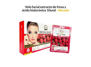 MASCARILLA NEVADA NATURAL PRODUCTS 10 UNIDADES VELO FACIAL EXTRACTO FRESA Y ÁCIDO HIALURÓNICO
