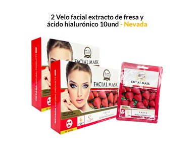 MASCARILLA NEVADA NATURAL PRODUCTS PACK 2 VELO FACIAL EXTRACTO FRESA Y ÁCIDO HIALURÓNICO 10UND