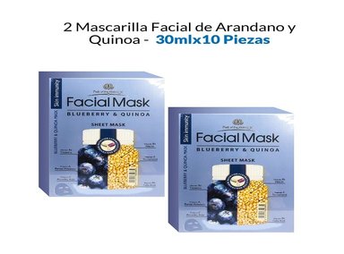 MÁSCARA FACIAL FRUIT OF THE WOKALI 30ML ARANDANO Y QUINOA 10 PIEZAS 2 PACK
